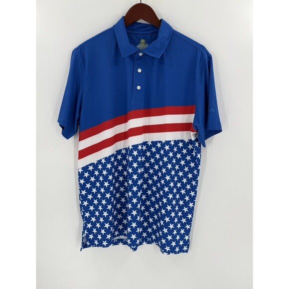 Chubbies American Flag Golf Performance Polo Shirt USA Blue Men’s Size MEDIUM - Picture 1 of 14
